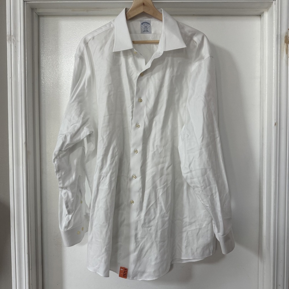 Brooks Brothers Dress Shirt White Oxford Mens 18 4/5 Regent Excellent